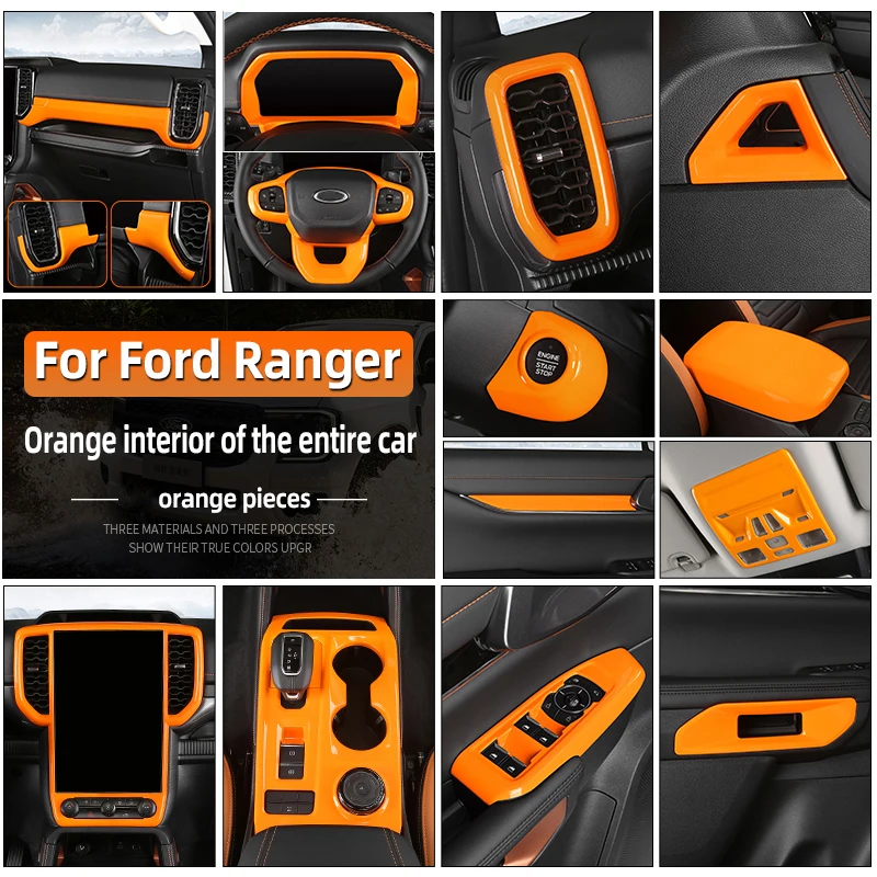 Fit for Ford Ranger Everest 2024 2025 Car Start Button Trim Frame Sticker Carbon Fiber Overlay Decorative Covers Interior