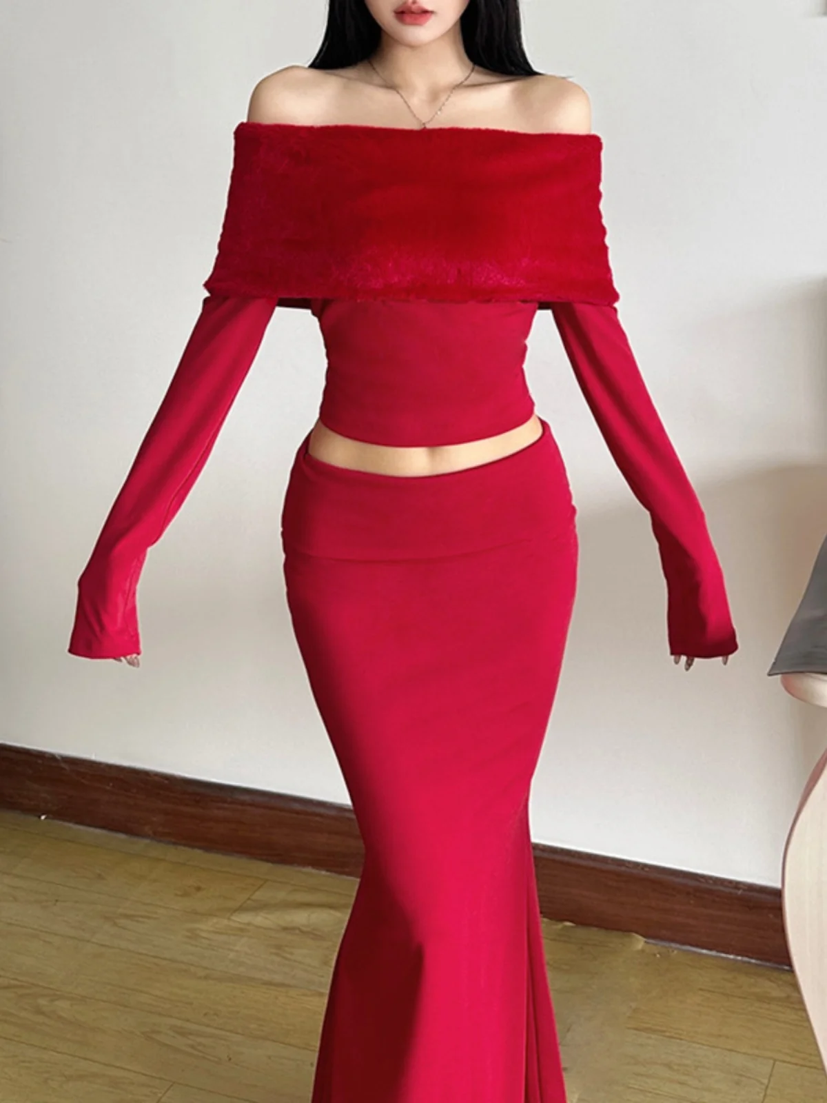 مجموعة تنورة نسائية كاجوال عالية الخصر، مجموعة تنورة ضيقة قابلة للتنظيف، مجموعة خريف طويلة Sve، ملابس ترفيهية مريحة