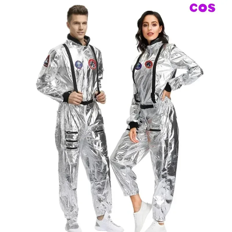 

Z 2019 New Arrival Adult Astronaut Space Jumpsuit Halloween Cosplay Party Pilots Couple Costume72b