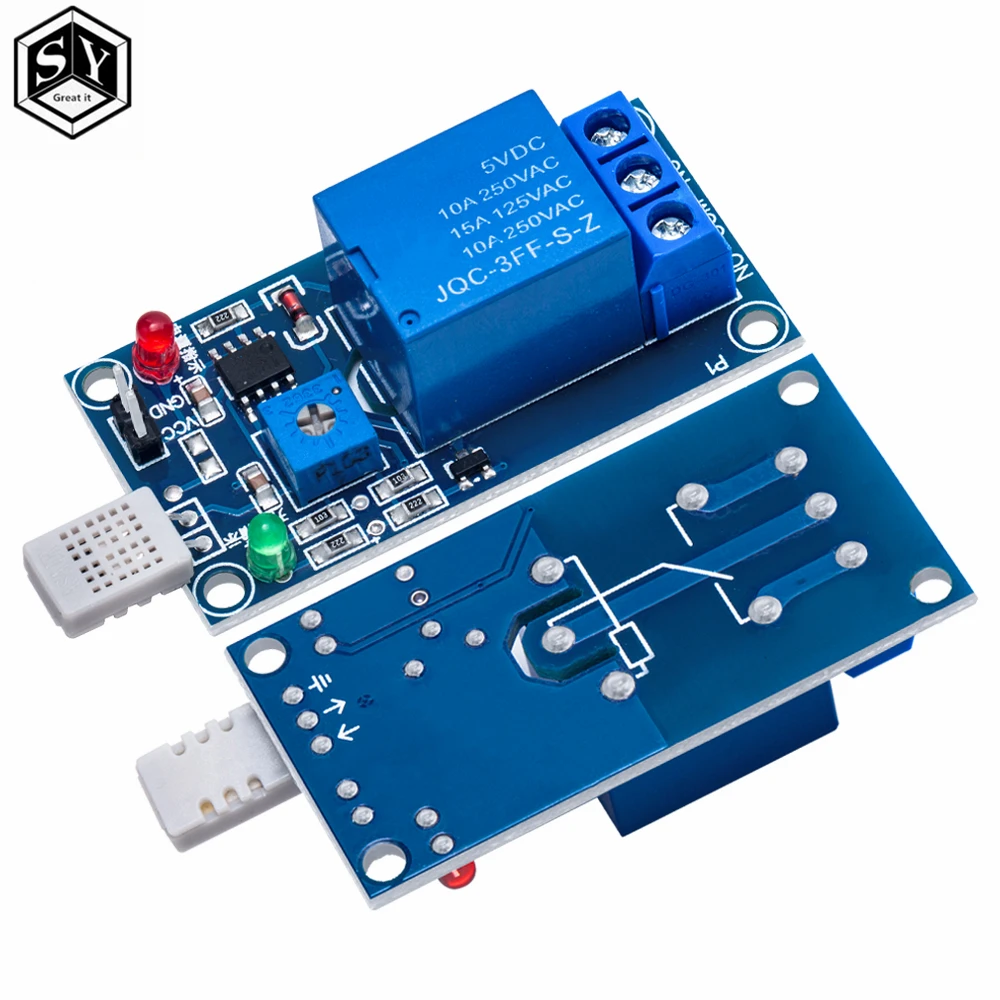 1PCS  HR202 DC 5V  12v 1 Channal 1CH Humidity Sensor Switch Relay Module Control Board Humidity Sensor Module