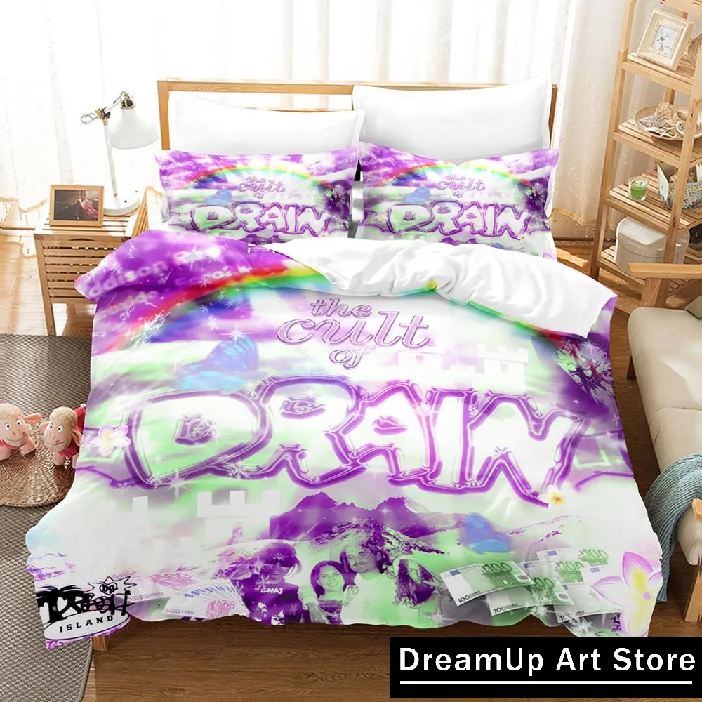 Drain Gang Merch DMN Bedding Set Single Twin Full Queen King Size Bed Set Adult Kid Bedroom Duvetcover Sets Bed Sheet Set