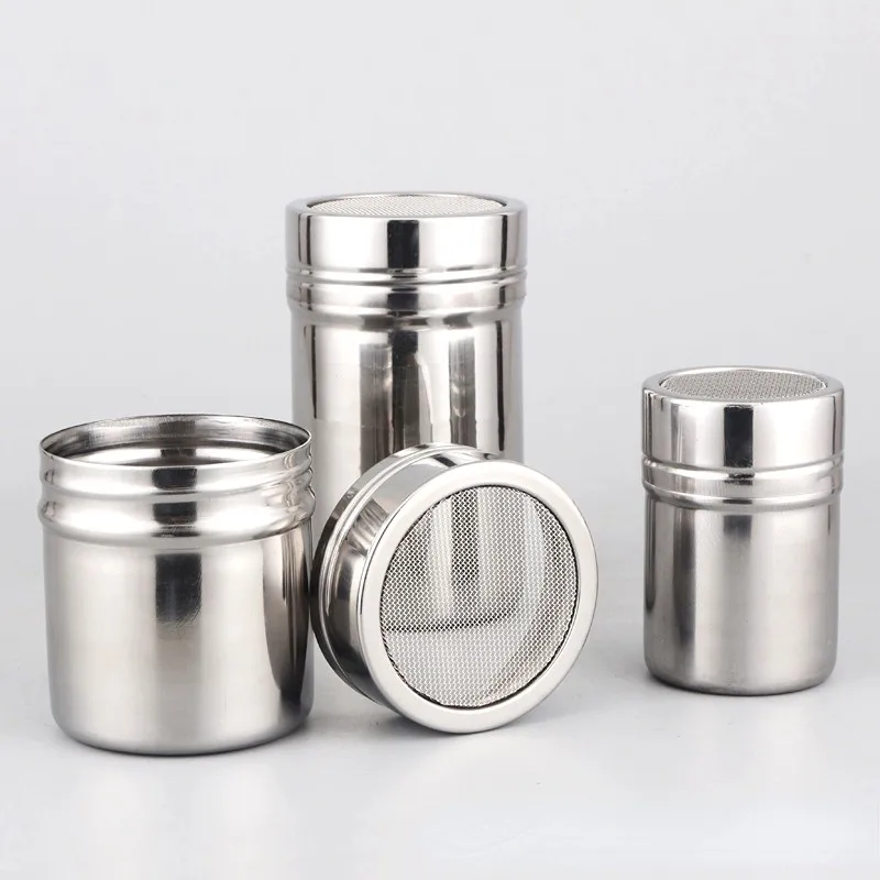 Stainless Steel Spice Pepper Shakers Chocolate Shaker Lid Sugar Bowl Cocoa Container Powder Coffee Sifter Kitchen Accessories