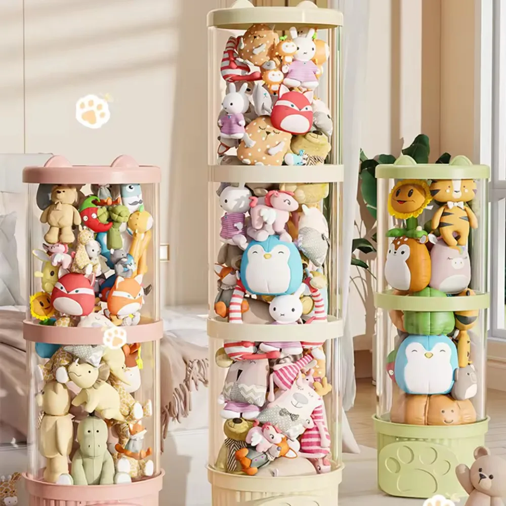 

Doll Storage Bucket Stackable Round Plush Doll Display Rack Children Room Organizer Transparent Multi Layer Toys Storage Tube