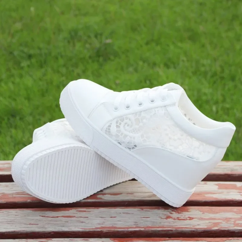 New White Hidden Wedge Heels Sneakers Casual Shoes Woman High Platform Shoes Women\'s High Heels Wedges Shoes for Womenbn