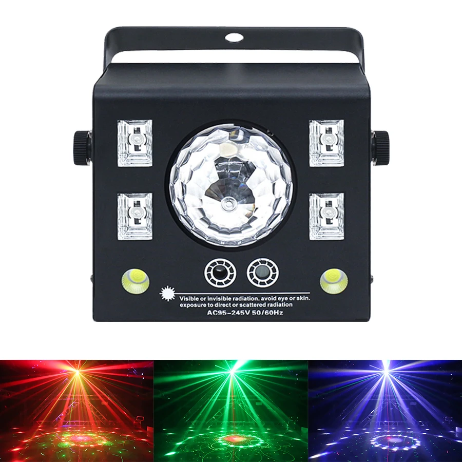 4 IN1LED Magic Crystal Ball UV Laser Effect Stage Projector Strobe DJ Disco Remote DMX Music DJ Light