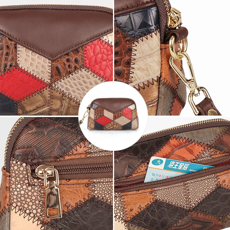 Cobbler Legend New Genuine Leather Women Wallet Coin Purse Small Hidden Zipper Pocket Ladies Phone Purse Stitching Clutch