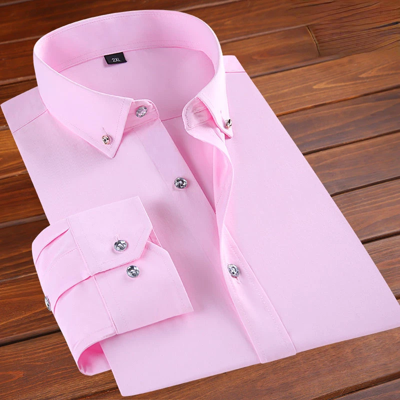 

High Quality Long Sleeve Men Shirt Niche Design Tops Trendy Handsome Pink Men's Social Shirt Clothes Western Style Shirt Camisas