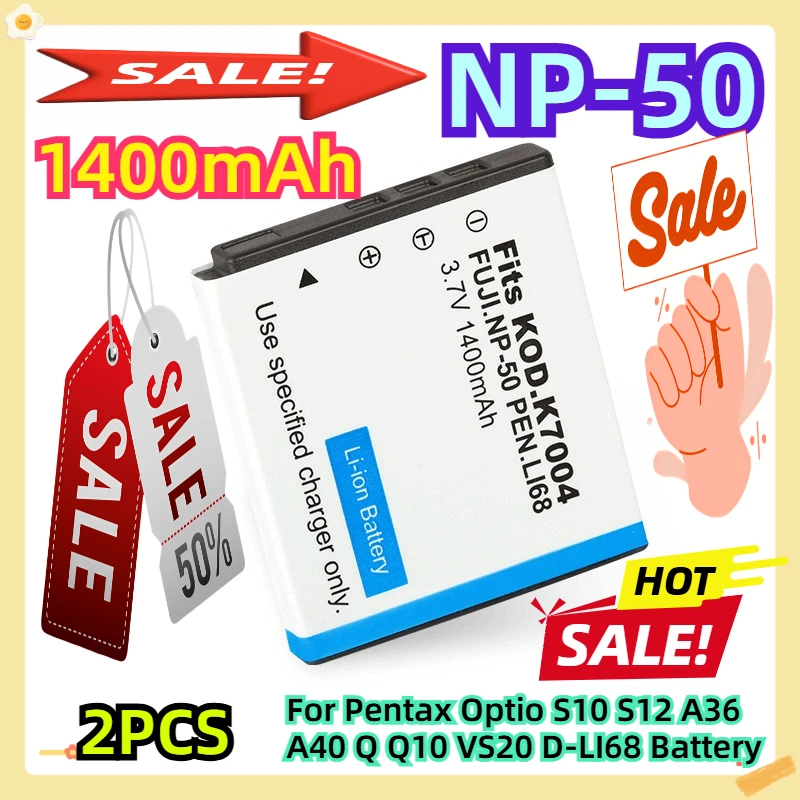 

For Pentax Optio S10 S12 A36 A40 Q Q10 VS20 D-LI68 Battery 2pcs