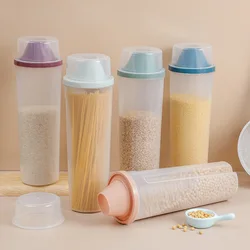 Food Storage Box Plastic Transparent Container Set with Pour Lids Grain Noodle Bottles Jars Dried Grains Tank Kitchen Containers