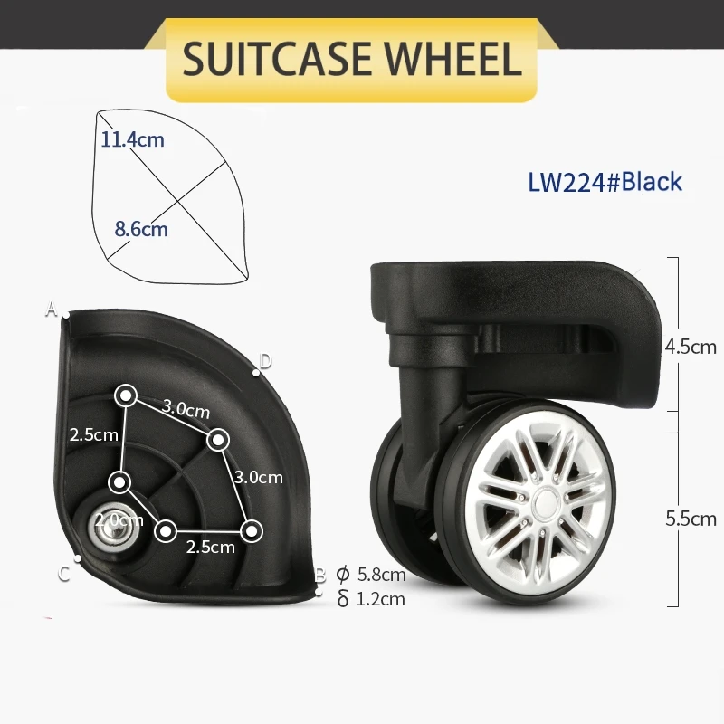 Resistente ao desgaste Silenciosa Mala Roda, Universal Wheel, Travel Trolley Bag, Trolley Case Substituição, Carga-rolamento Roda Acessórios