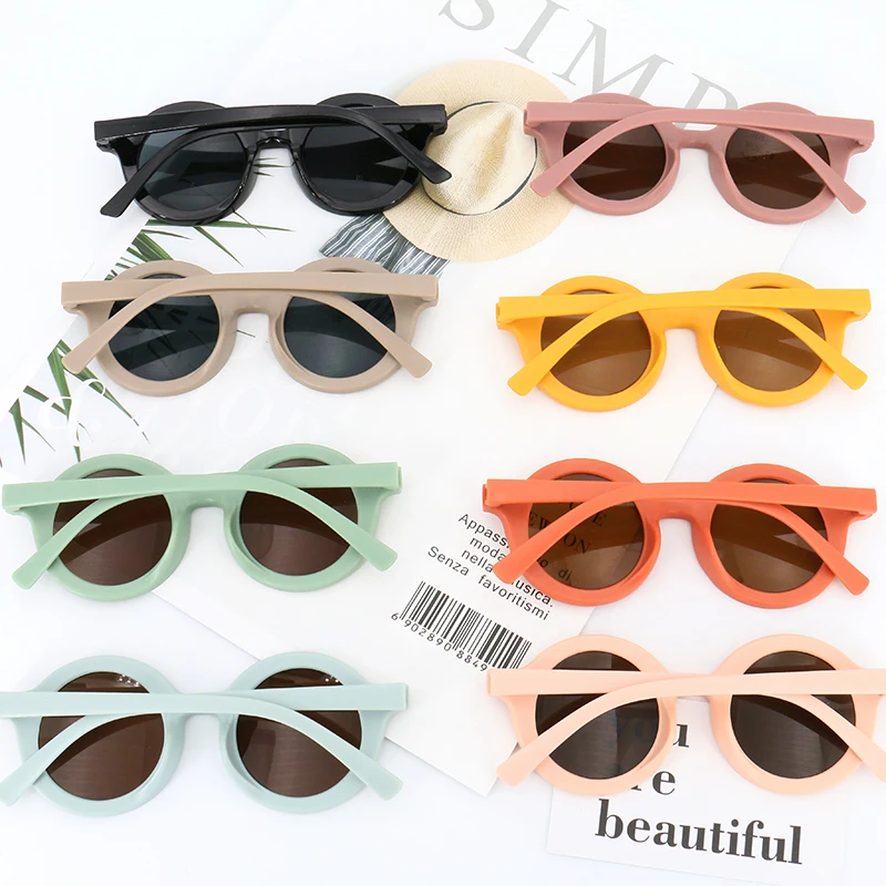Baby Boys Girls Cute Cartoon Bear Shape Fashion Round Glasses Children Vintage Sunglasses UV Protection Classic Kids Eyewear
