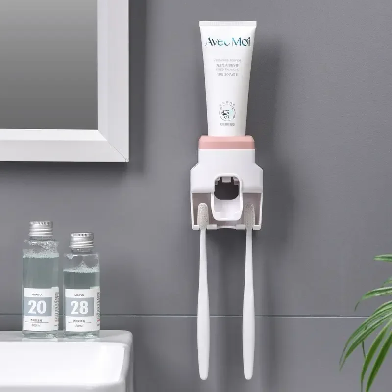 Dispenser automatico di dentifricio da 1 pz montaggio a parete creativo e spremiagrumi portaspazzolino piccolo per bagno doccia familiare