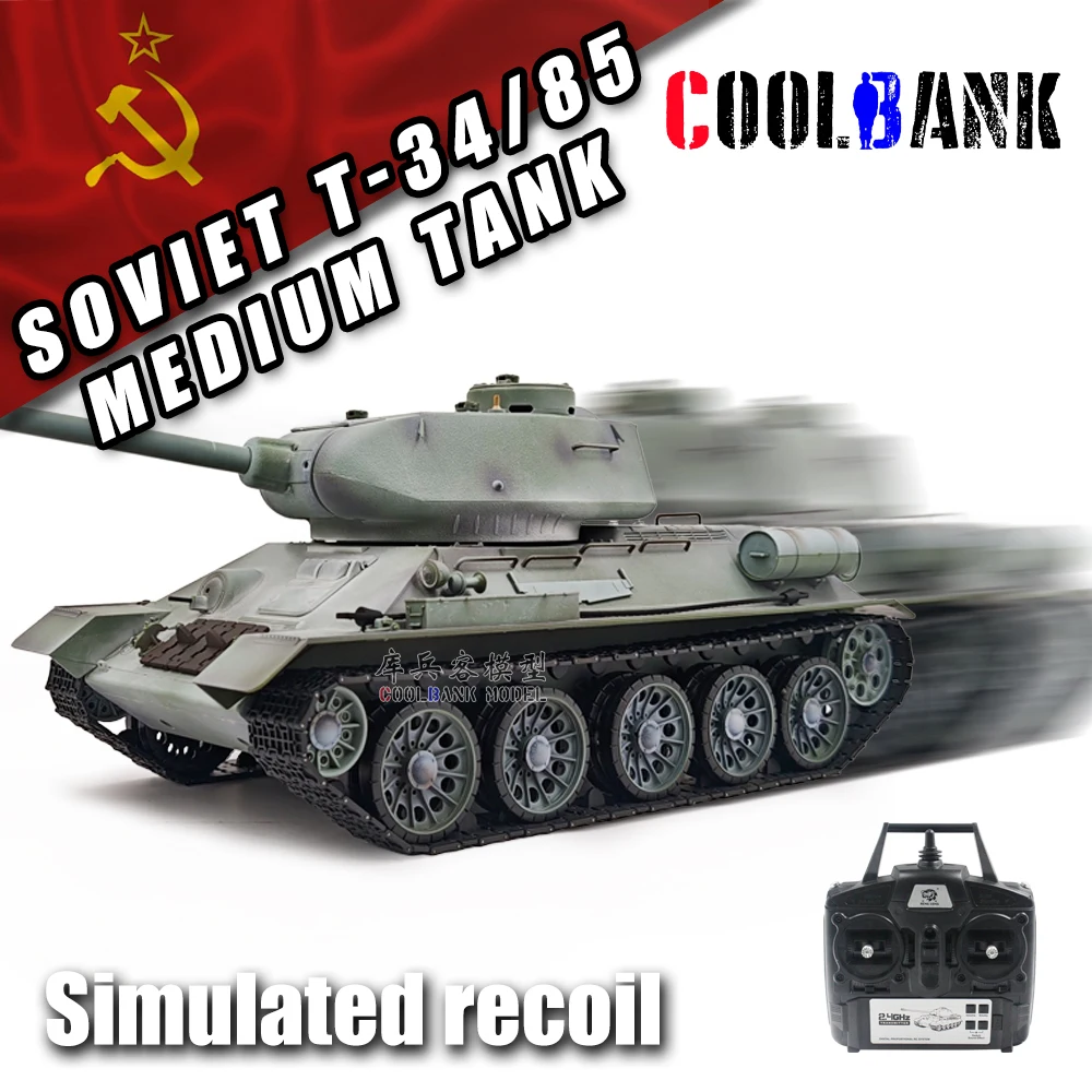 Coolbank Edizione modificata 3909-1 1/16 2.4ghz Telecomando Unione Sovietica T-34/85 Modello di carro armato medio che spara con suono e luce