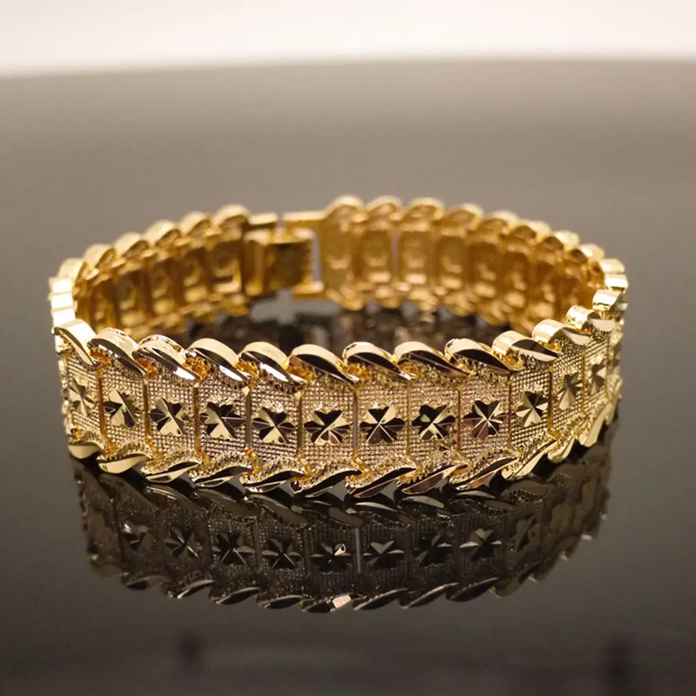 

2 Pcs Copper Chain Bracelet for Men Flower Shape Bracelets Men's Link Jewelry Man