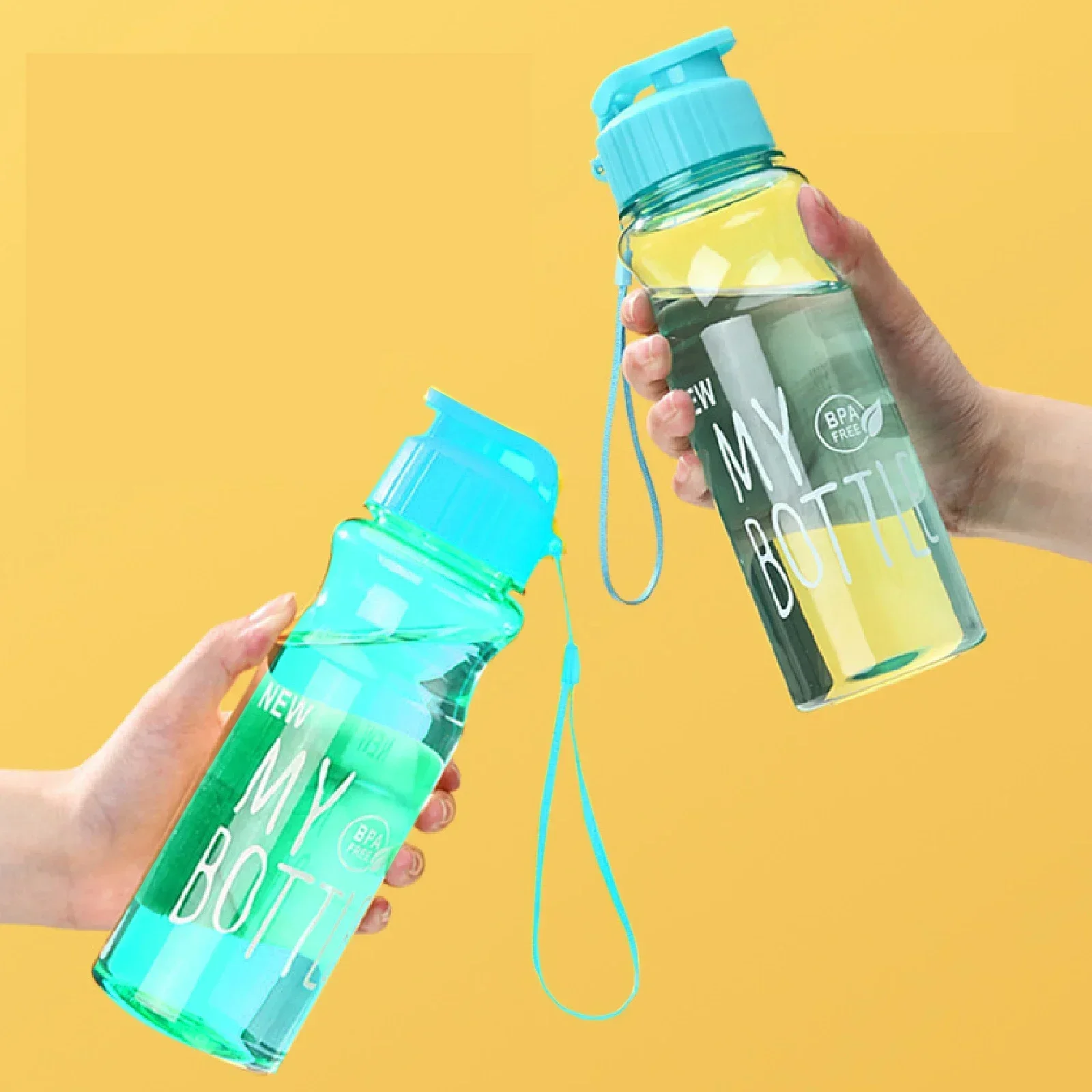 550ml Water Cup Sport Water Bottle Couple Water Cup Plastic Portable Container Anti-drop Outdoor Rope Bottl Gift Mug