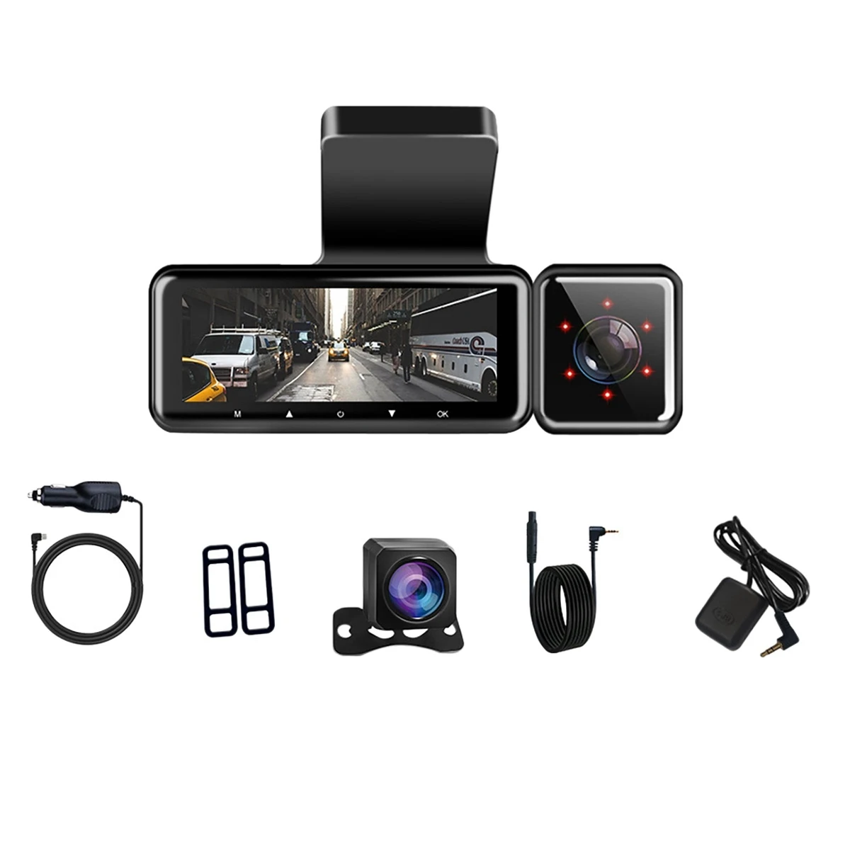 

3.16 Inch Car DVR 2K Touch Screen Front Camera Time-Lapse Video GPS Track Playback Recorder 3 Lens 1080P Rear