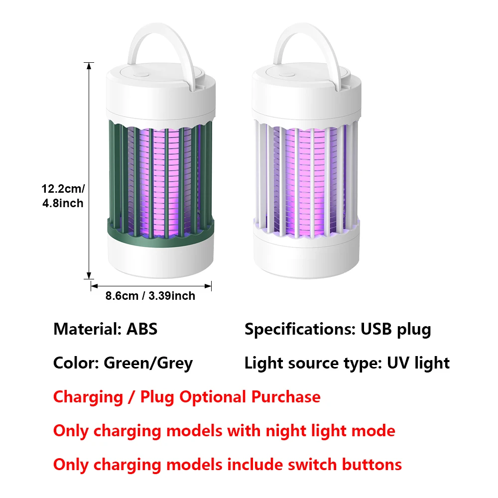 전기 모기 살충 램프 USB 5V UV 365nm 벌레 퇴치기 휴대용 충전식 파리 살충기 캠핑 침실 정원 LED 썸네일 6