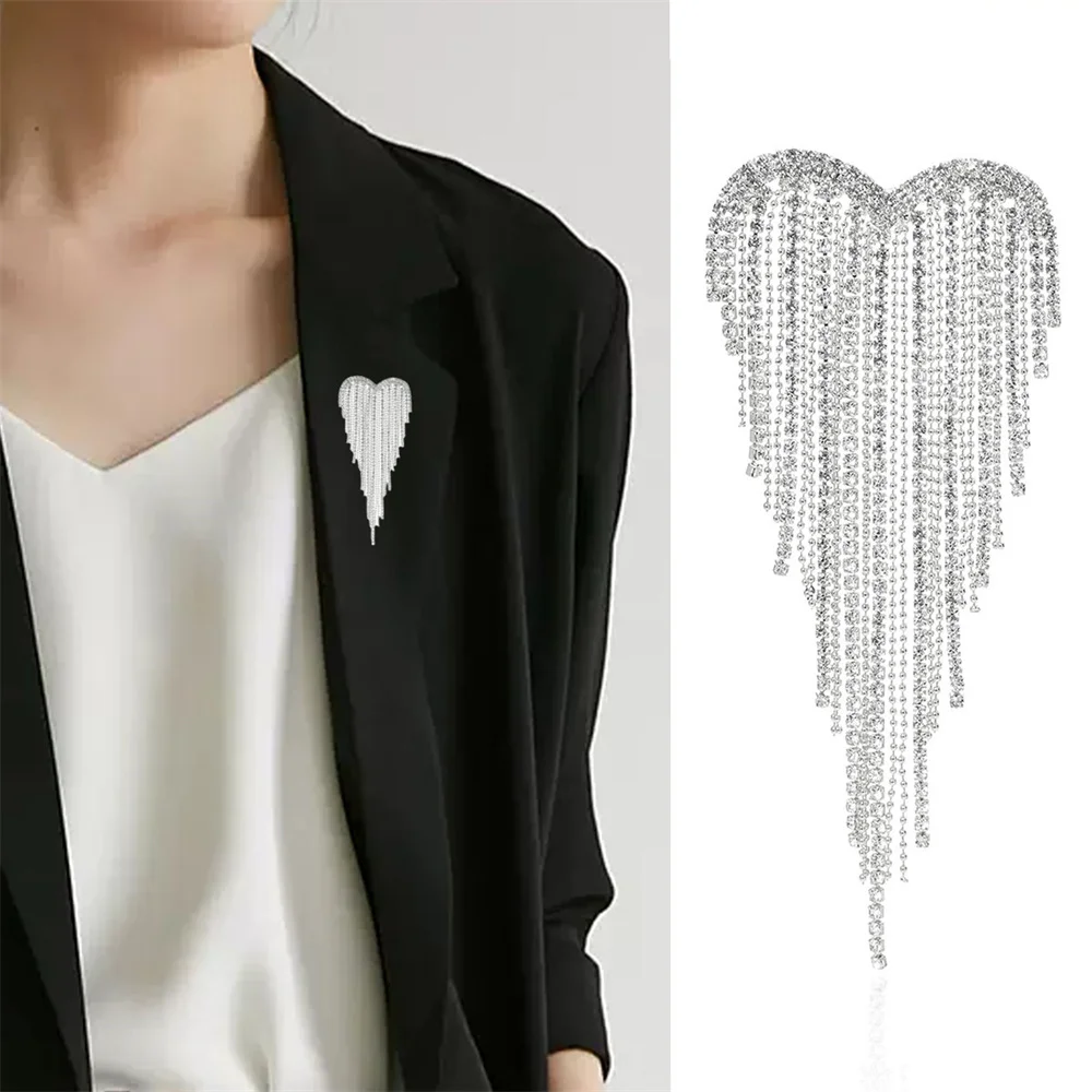 

Fashion Creative Tassel Studded Diamond Brooch, Versatile Women's Clothing Accessory Brooch