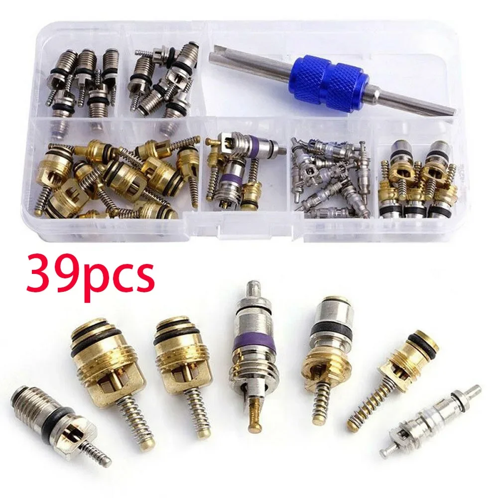 Car Air Conditioner Valve Cores Assortment A/C AC Shrader Valve Core & Tool R134 R12 HVAC Valves Kit Auto Accessories