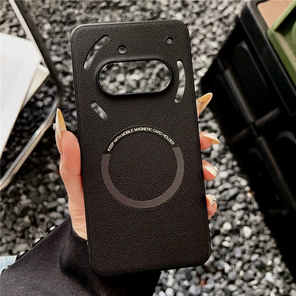 Luxe Zakelijk PU-leer voor Magsafe Magnetische telefoonhoes voor niets Telefoon 2A Plus 3A Pro 5G Draadloos opladen Zachte achterkant