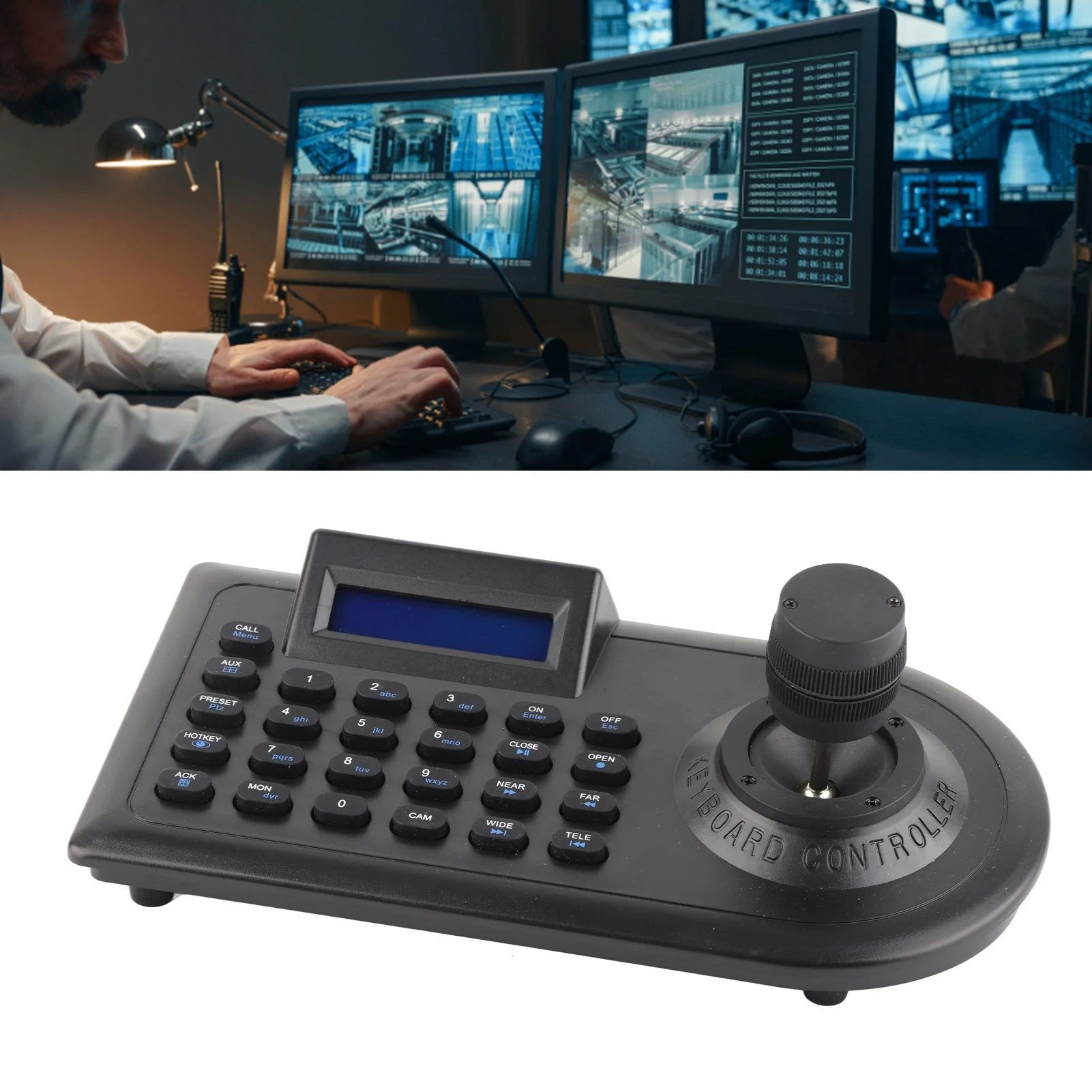 3D PTZ Camera Controller Camera Control Device Strong Compatibility LCD Display with Joystick for Public Security Surveillance