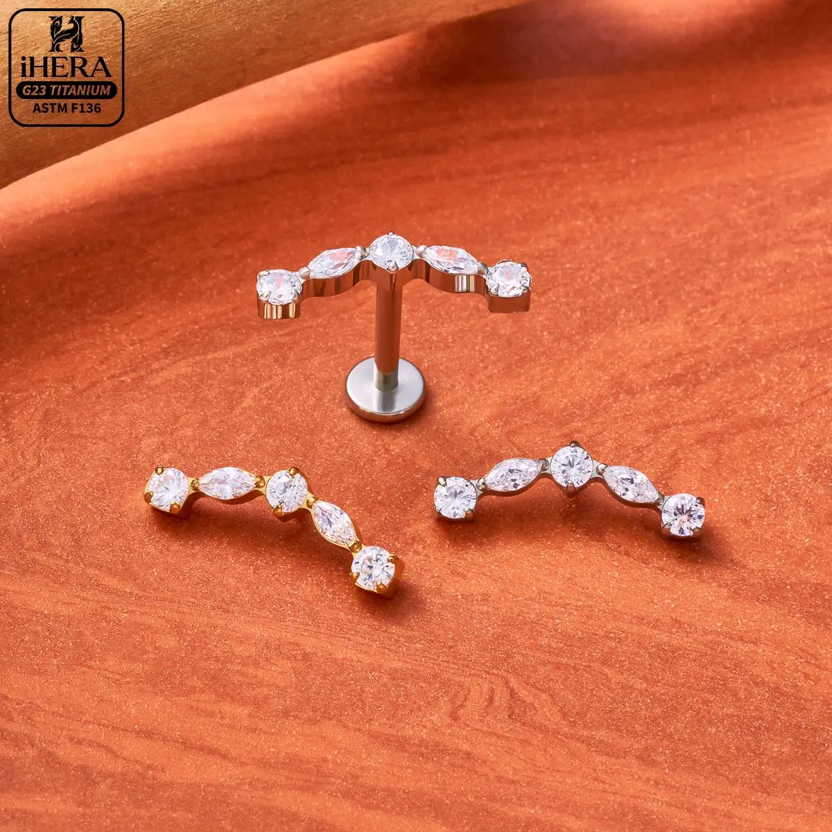 ASTM F136 Titanium Marquise CZ Flat Back Ear Piercing Sparkly Cluster Flower Dangle Labret Helix Tragus Conch Stud Jewelry Lot