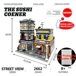 Street View The Sushi Corner Building Blocks Model Toy Set Assembly City Module Bricks 2662PCS Toys For Kids And Adults Gifts