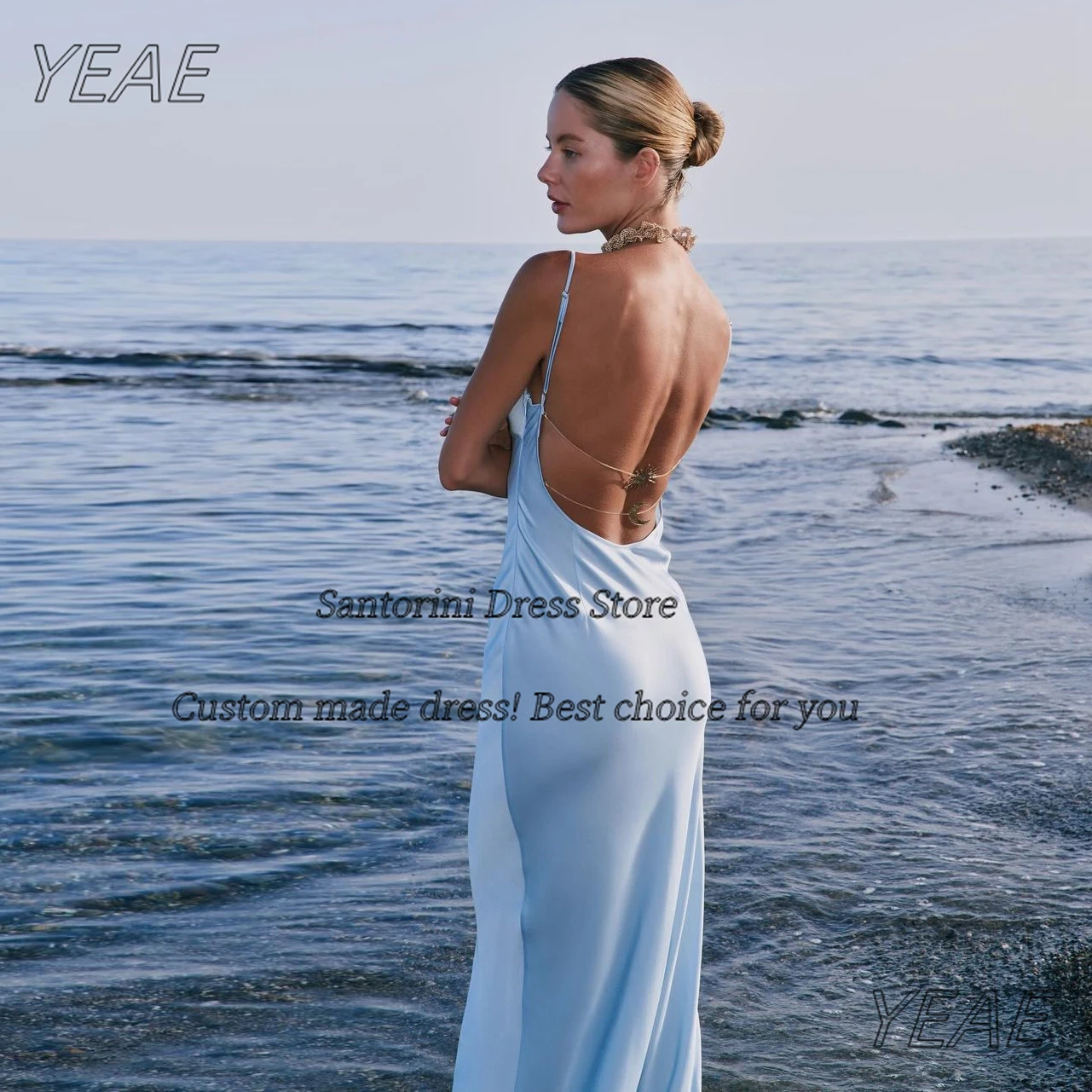 산토리니 해변 파티 여자들은 맞춤형 프롬 드레스, 오픈 백 로브, 칵테일 드레스, 섹시한 특별한 이브닝 가운을 입습니다.