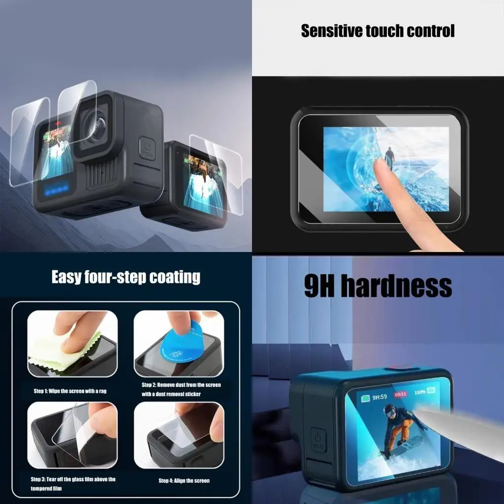 

Y1UB Hardened Glass Screen Film for 13 Black Camera Action Camera Lens Coverage