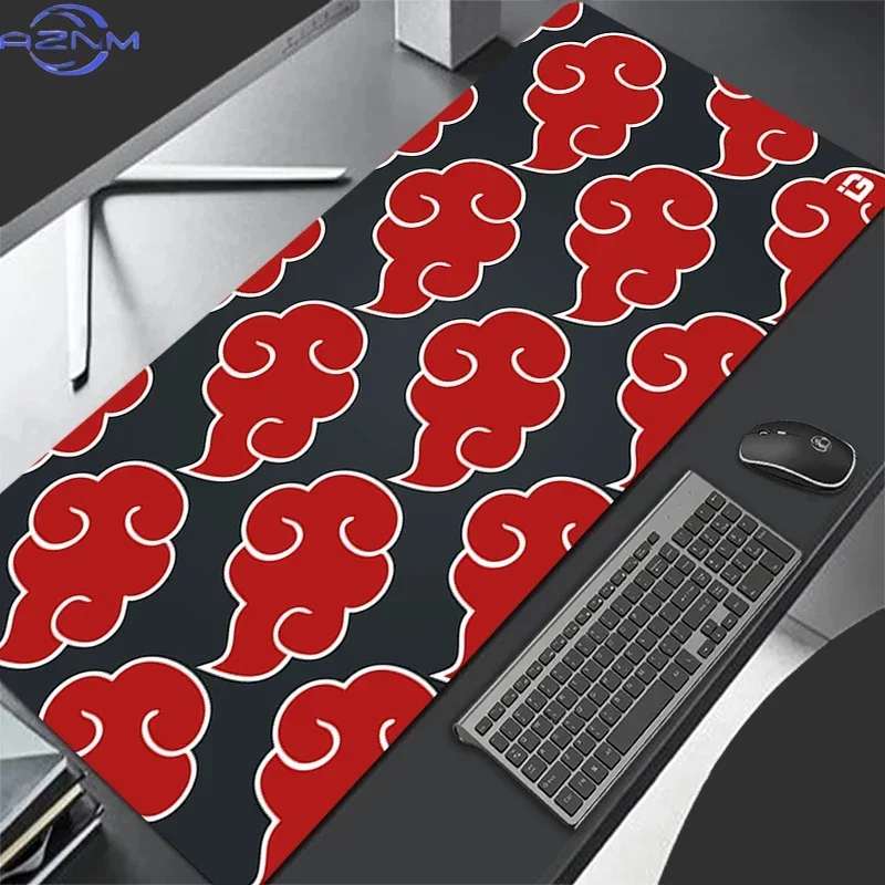 Dark Anime Silhouette Ninja On Power Pole With Giant Pink Moon Mouse Pad, Rubber Non Slip Backing, Smooth Surface Gaming Desk Ma