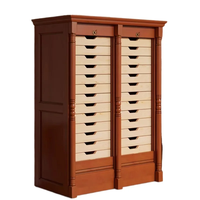 

Medieval solid wood file cabinet, retro jewelry tea set Wenwan storage cabinet