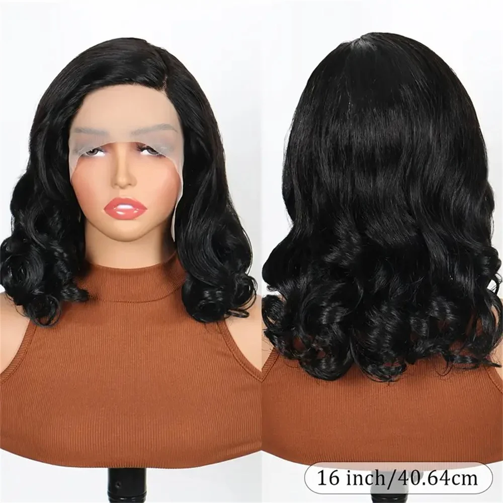 

Bouncy Curly T Part Lace Short Bob Human Hair Wig Loose Wave Body Wave 13x1 Парик фронта шнурка с яичной волной для чернокожих женщин