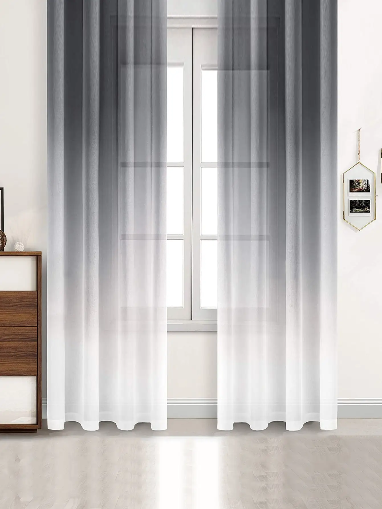 1Pc Gradient Color Transparent Light-Permeable Privacy Curtain Ideal for Living Room Bedroom And Other Occasions