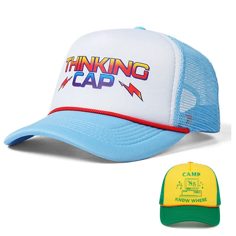 Sportowy Retro Kapelusz Stranger Cosplay Dustin Czapka z Daszkiem Siatkowa Czapka Myśliwca Dorosły Unisex Akcesoria Regulowany Rekwizyt Na Zewnątrz