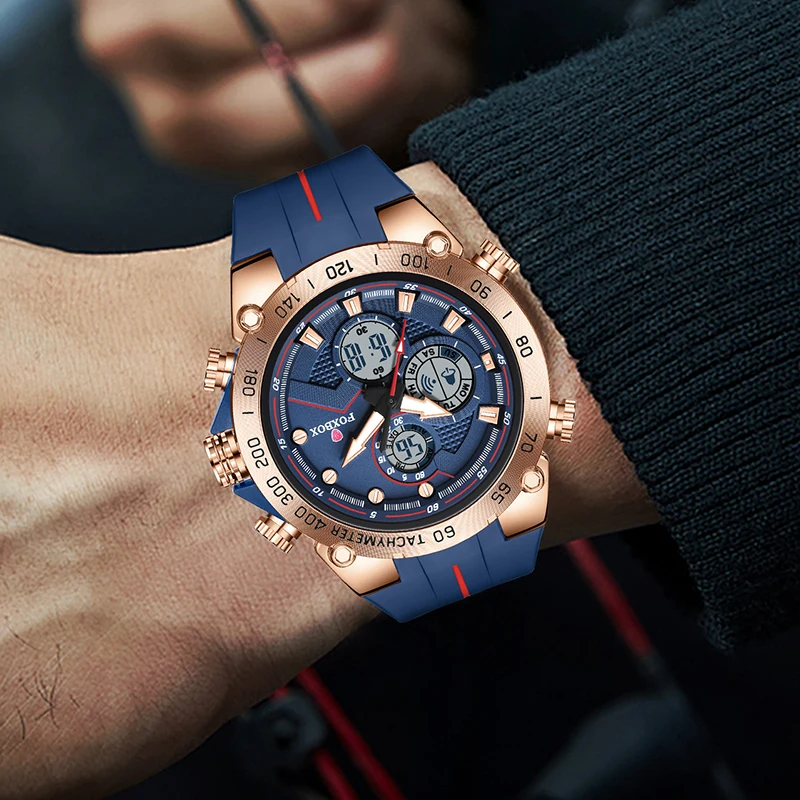 

FOXBOX 2025 новые роскошные мужские часы LIGE, брендовые модные цифровые часы, мужские водонепроницаемые многофункциональные кварцевые наручные часы Reloj