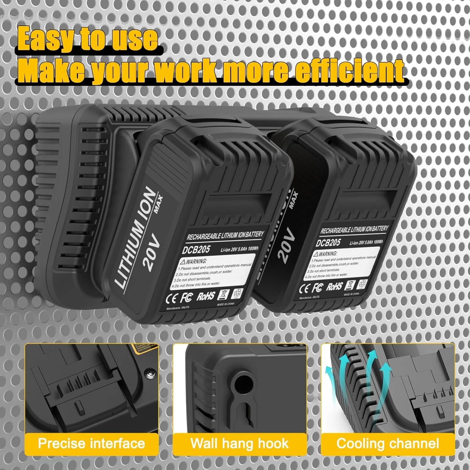 DCB102 3A Fast Dual Charger For Dewalt DCB201 DCB204 DCB207 DCB122 DCB124 DCB127 For 12V 20V Lithium Battery - view 4