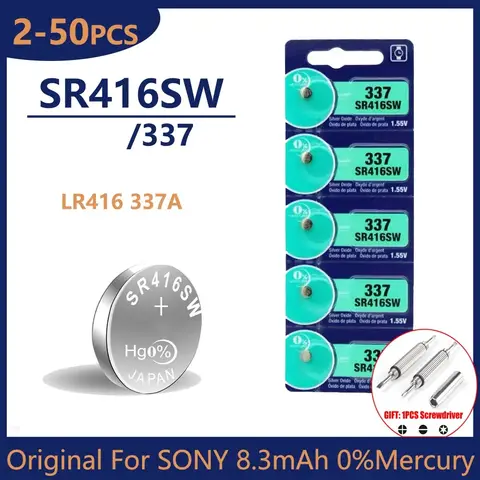 소니 2-50PCS 337 배터리 sr416sw 버튼 셀 배터리 미니 무선 이어폰 시계 용 1.55V 실버 산화물 배터리 Best5 소니 2-50PCS 337 배터리 sr416sw 버튼 셀 배터리 미니 무선 이어폰 시계 용 1.55V 실버 산화물 배터리 Best5
