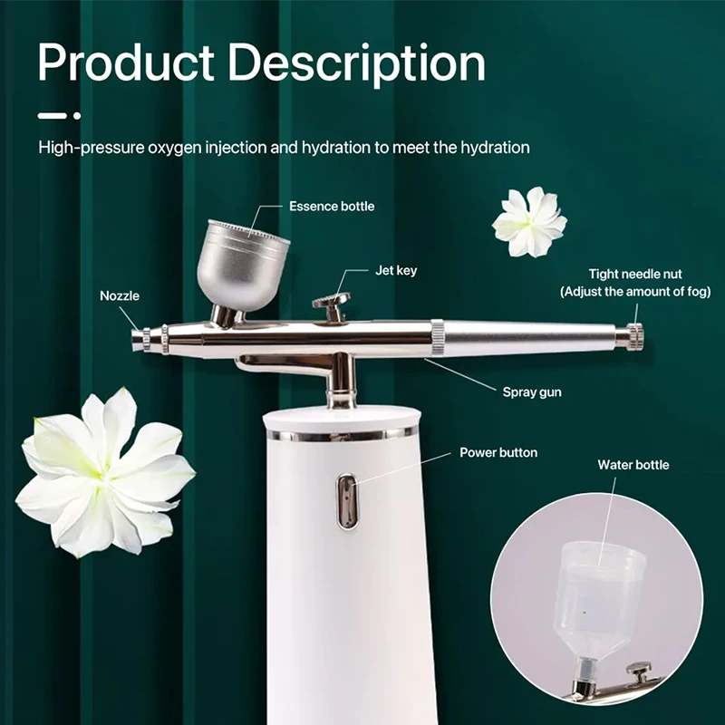 Nano Spray & Oxygen Infusion Facial Device - Hydrating & Brightening Machine for Home Spa, Portable High Pressure Skin Care Tool