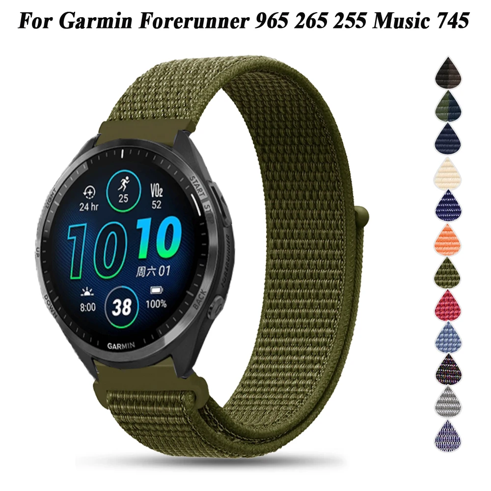 Garmin Forerunner 965 ساعة ذكية الفرقة ، هوك حلقة ، النايلون المعصم حزام ، Vivoactive 3 ، 4 حزام ، 255 ، 265 ، 745 ، 22 ، 20 مللي متر