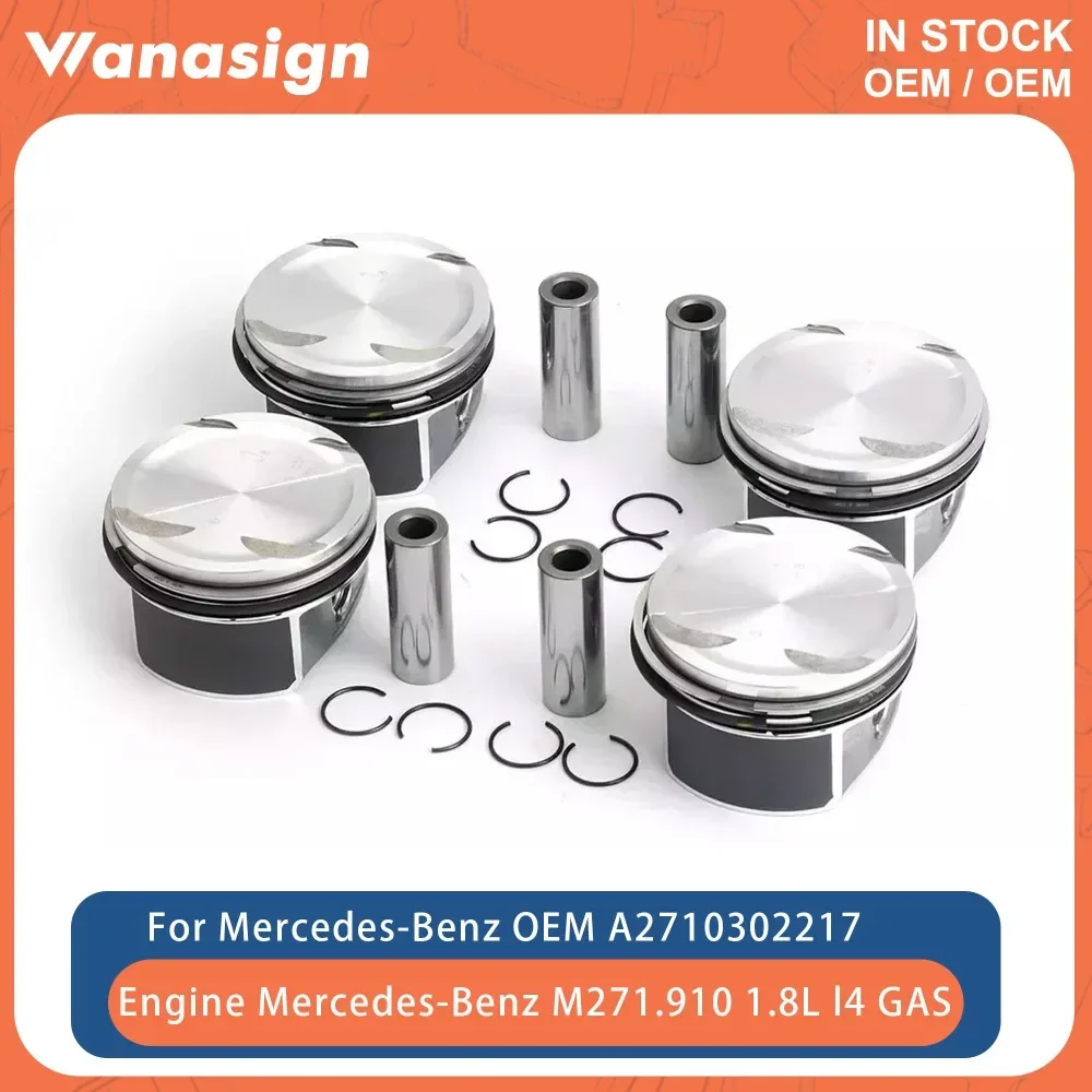 4Pcs Piston & Rings 82.0mm Fit 1.8 T For Mercedes-Benz W204 W211 C200 C230 SLK200 M271 1.8T CLK200K l4 GAS 03-11 2710300024