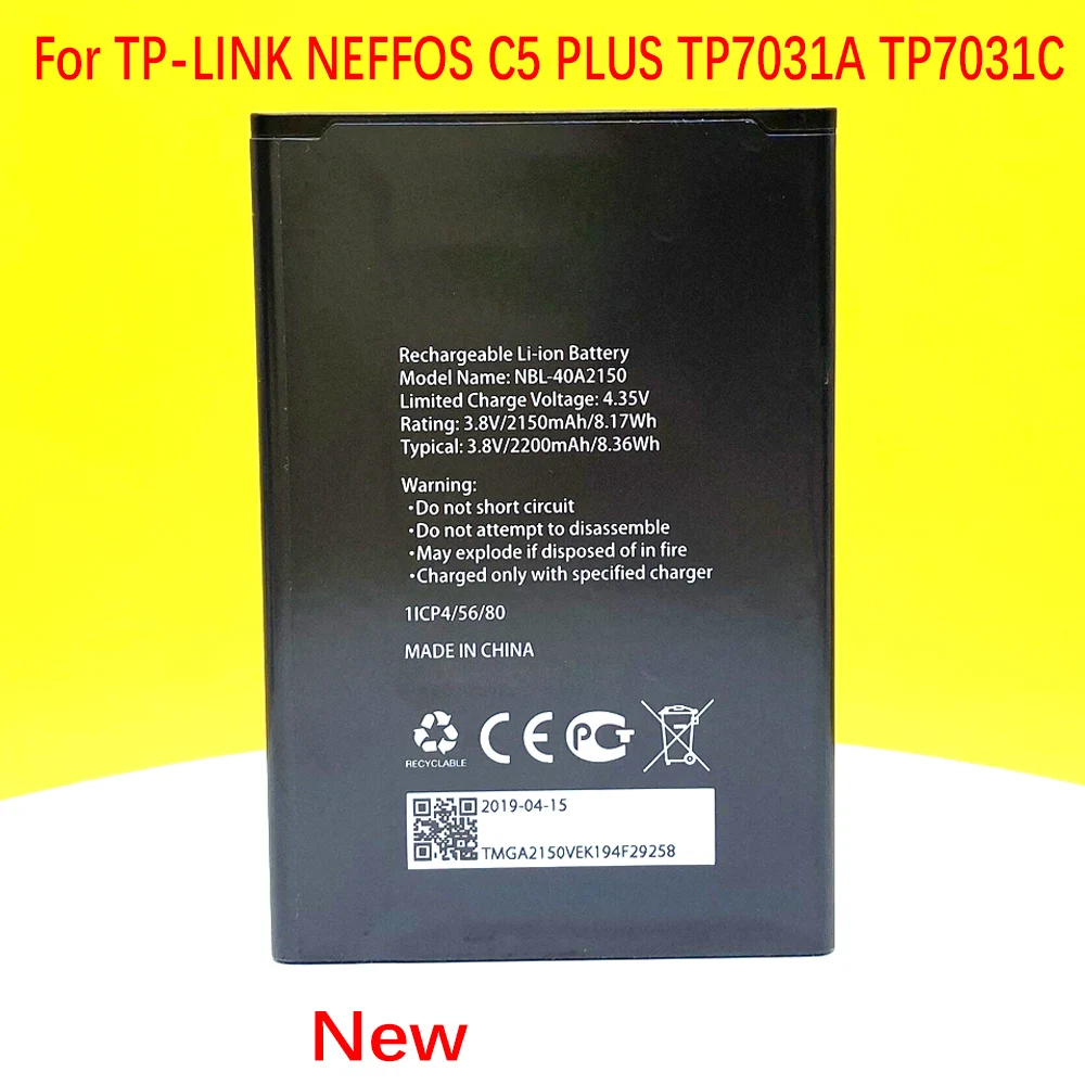 

2150mAh NBL-40A2150 Battery For TP-LINK NEFFOS C5 PLUS TP7031A TP7031C Mobile Phone NEW 2400mAh In Stock