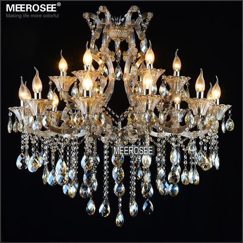 

Meerosee Modern Crystal Chandelier Light Maria Theresa Cognac LED18 Lights Pendant Lamp for Lobby Stair Hallway project MD2225