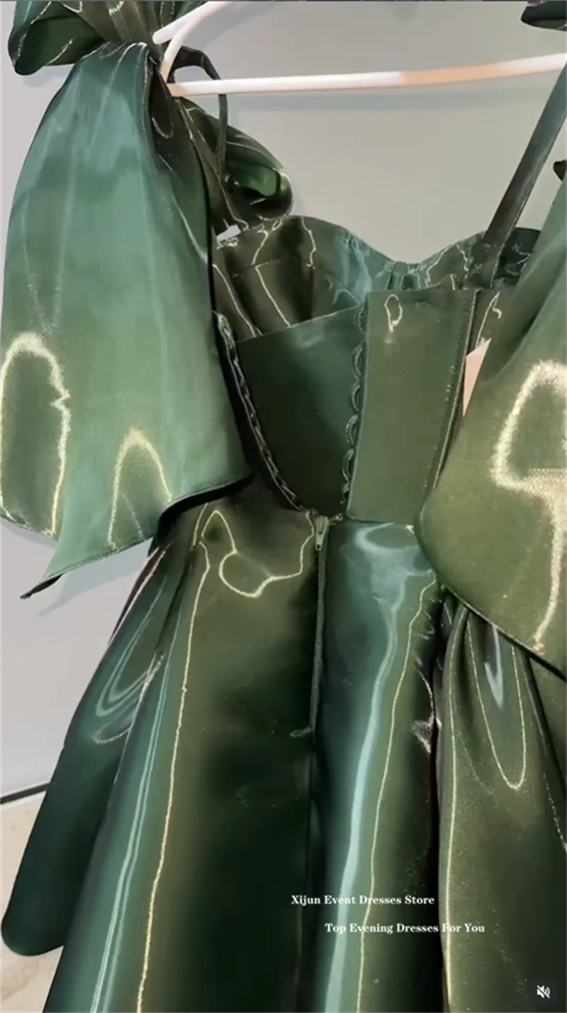 Xijun Modern Green Short Evening Dresses Sweetheart Bow Strap Mini Prom Dresses A-Line Mini Party Cocktail Dresses  Customized image 2