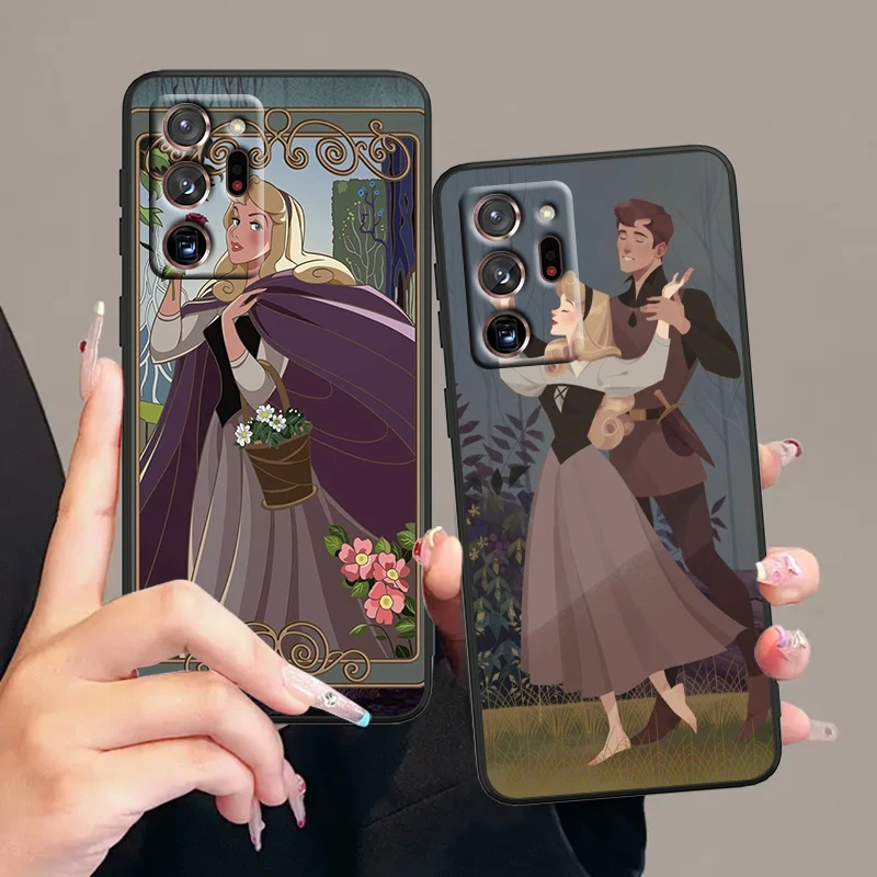 Sleeping Beauty Disney Fashion For Samsung Note 20 10 Ultra Plus A31 A14 A12 A70 A34 A25 A04 A05 A15 A24 5G Black Funda