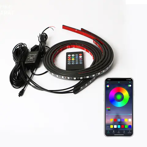 Bilchassi Flexibel LED-remsa LED-underrede Fjärrkontroll/APP-kontroll RGB-neonljus Omgivningsatmosfär Bildekorationslampa 10 best sales LED-lampor under bilen - №1