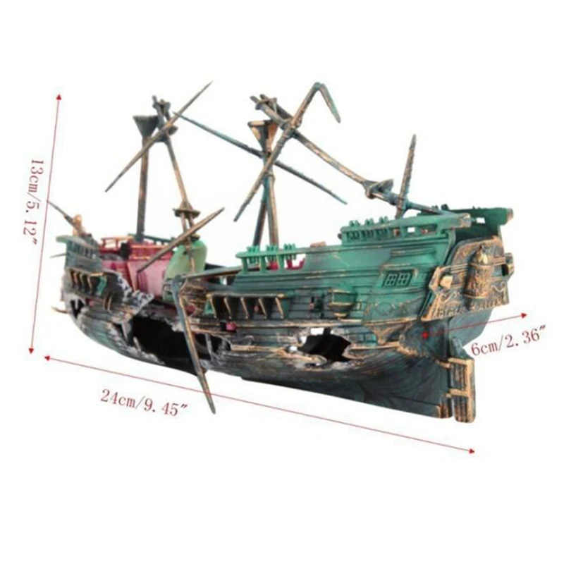 Large Aquarium Decoration Boat Aquarium Ship Air Split Shipwreck Fish Tank Decor