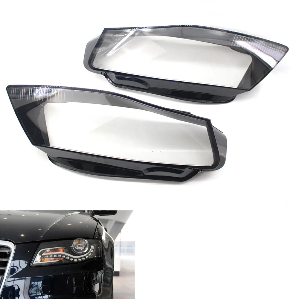 1 Pair Left & Right Car Front Headlight Lens Clear Cover Headlight head light Shell Cap For Audi A4 B8 2008-2012