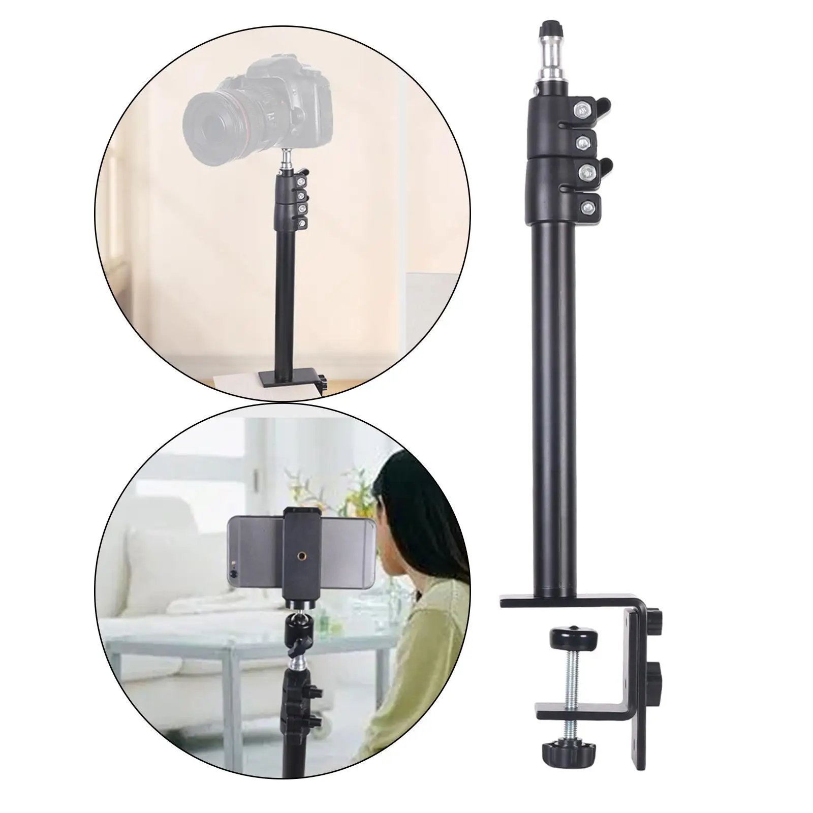 Adjustable Camera Desk Mount W/ 1/4 screws L clamp Desk Clamp Mount stands for video Streaming light Desktop DSLR