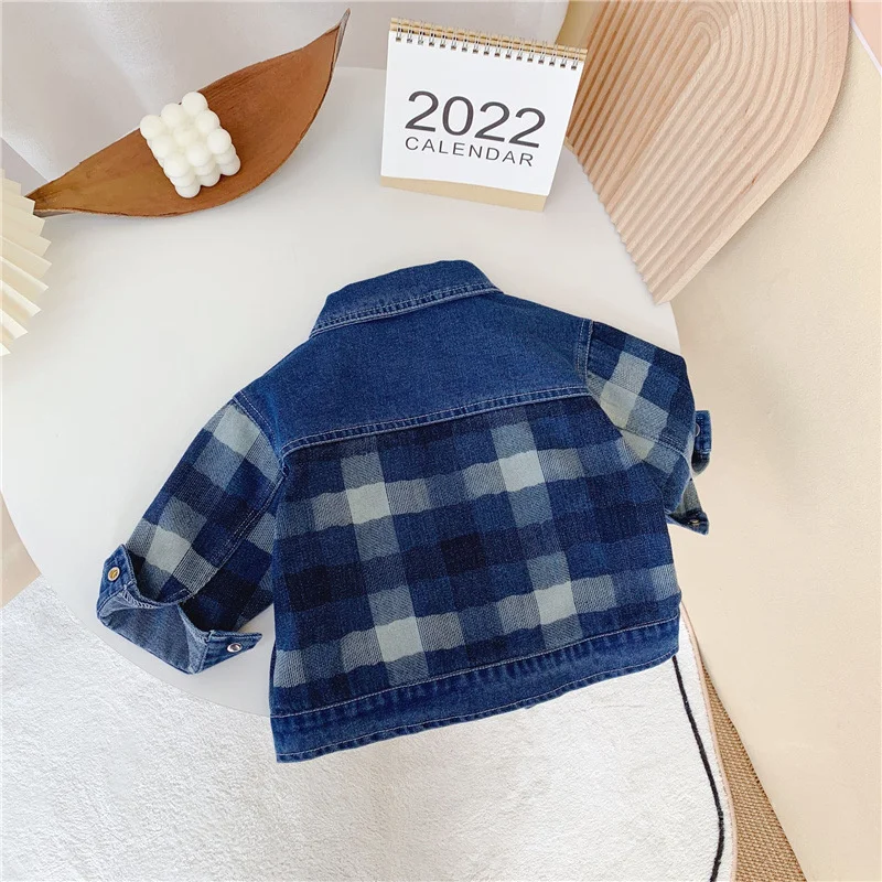 Ragazzi cappotto giacca capispalla in cotone soprabito 2023 Plaid Jean primavera autunno antivento abbigliamento caldo per bambini