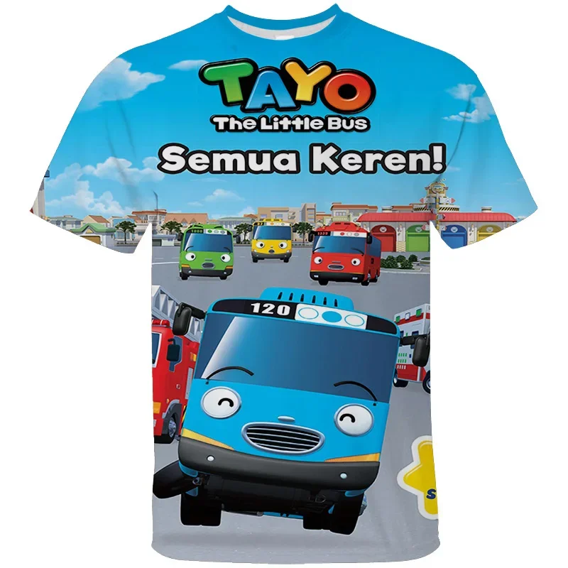 

Hot Game Tayo and Little Friends Car T-shirt Automobile Print T Shirt Custom Pattern O Neck Tops Summer Casual Short Sleeve Y2k